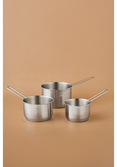 Emsan Fiorino İndüksiyon Tabanlı Çelik 3 Parça Mini Sütlük/sosluk Set Gümüş