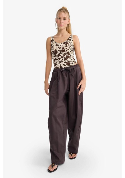 Defacto Coool Baggy Fit Normal Bel Gabardin Pantolon F7809ax25aubn596 Kahve