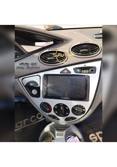 Ford Focus 1 Torpido Gümüş Gri Maun Kaplama,Konsol Kaplama (Gümüş Gri)
