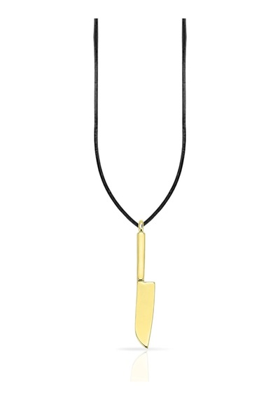 Oya Silver Şef Bıçak Tasarımlı 24k Altın Kaplama Gümüş Kolye Ucu 4.5x0.5cm Oyot397
