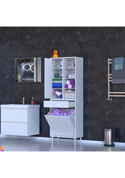 Eliusta Rule Sepetli Banyo/mutfak Dolabı 65 Cm Genişliğe Sahip 65x171x32,5 Cm Bir Sepetli Beyaz Dolap Beyaz Eliusta Rule Sepetli Banyo/mutfak Dolabı 65 Cm Genişliğe Sahip 65x171x32,5 Cm Bir Sepetli Beyaz Dolap Beyaz