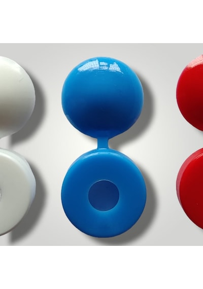 100 Adet Menteşeli Mavi Plastik Vida Kapağı, Vida Gizleme Kapağı,