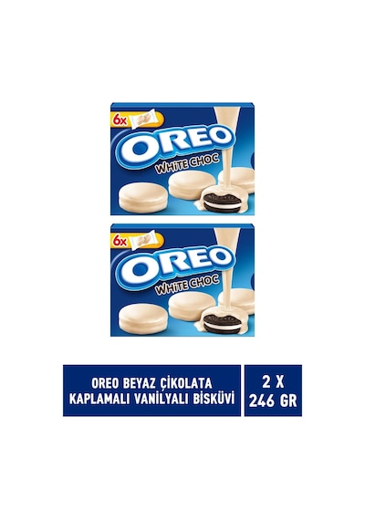 Oreo Beyaz Çikolata Kaplamalı Vanilyalı Bisküvi 2 x 246 G