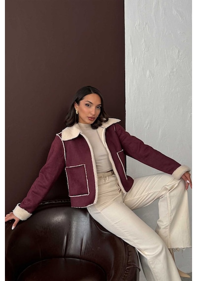Verymoda Süet Peluş Mont F1856 Bordo
