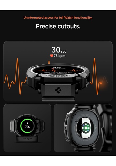 Galaxy Watch 9/8 40mm İle Uyumlu Kılıf & Kordon Kayış Rugged Armor Pro Matte Black - Acs10005 Yok