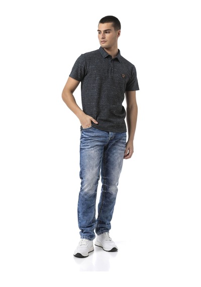 Cipo & Baxx Erkek Polo Yaka Regular Fit Kısa Kollu Pamuklu Tişört Ct825 Siyah