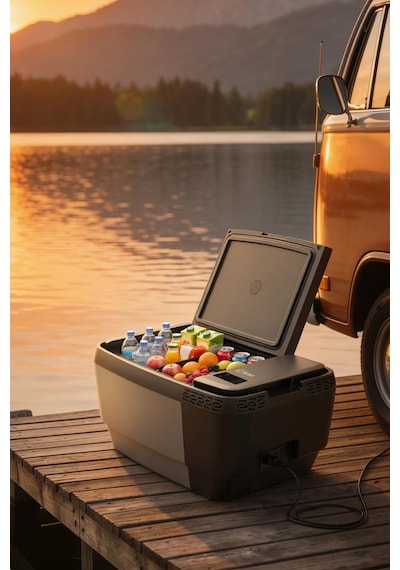Kiwi Kım-4755 Tesla Uyumlu Araç İçi Taşınabilir Buzdolabı 35l & -20c & 12v/220v & Bluetooth