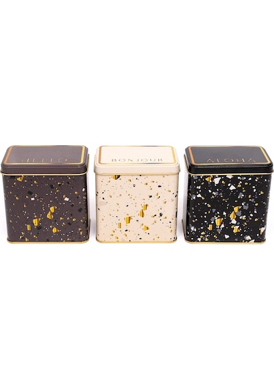Terrazo Desenli Dikdörtgen Saklama Kabı 3 Lü Set 8 x 12 CM Çok Renkli