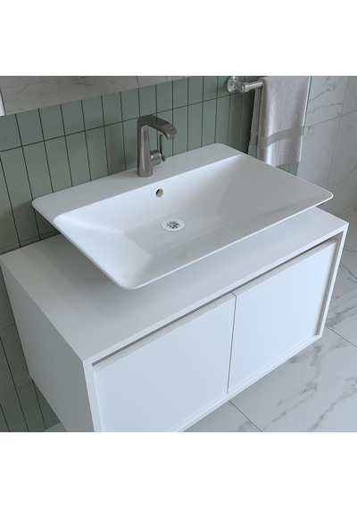 Banos Banyo Roomart Tm7.2 Mat Beyaz Mdf 85 Cm Banyo Dolabı + Ayna Mat Beyaz