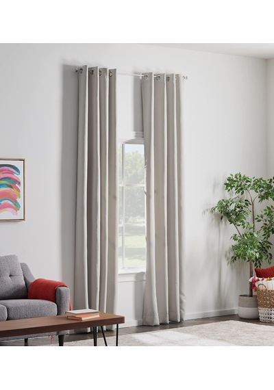 %85 Karartma Perdesi 2 Panelli Set Beyaz Perdeler 250 Cm Uzunluk Isı Yalıtımlı, Gürültü Azaltıcı