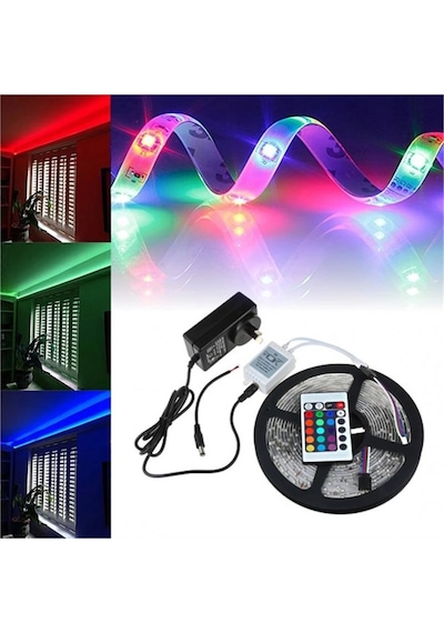 5 Metre Rgb Şerit Led Seti-iç Ve Dış Mekan Silikonlu-tak Çalıştır Lisinya