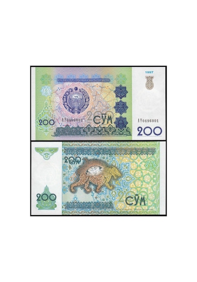 Özbekistan 100-200-500-1000 Som 1994-2001, Kağıt Para Set Çil Unc 4'lü Set Koleksiyon Para
