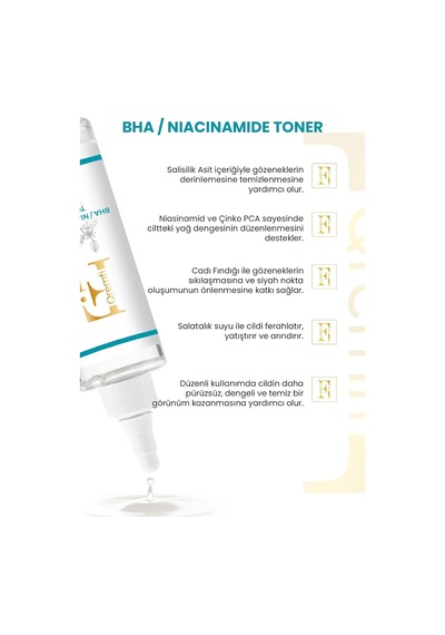 Akne Karşıtı Gözenek Sıkılaştırıcı Bha Salisilik Ve Niacinamide Tonik 200 Ml