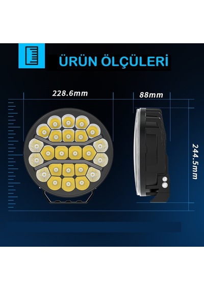 Kamyon 9 İnç Sis Farı Tepe Ve Tampon Lambası 100 W Projektör Lamba Gündüz Led Drl Sarı Ve Beyaz