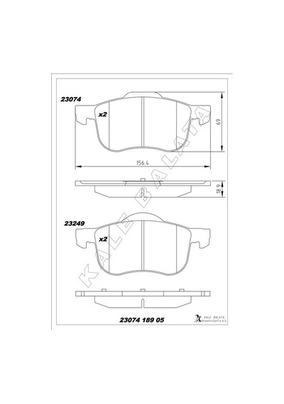 Kale 23074 189 05 Msh Kd11 Ön Balata Volvo S60 00-10 S80 98-06 V70 97-07 Xc70 00-07 S70 97-00 8634921-8623861-31262503-wva23072 -