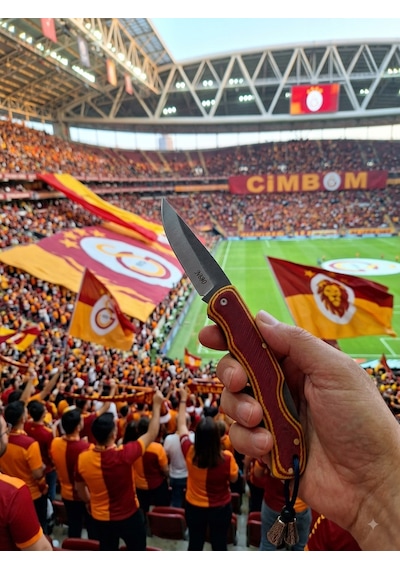 El Yapımı Premium Sarı Kırmızı Taraftar Çakısı N690 Böhler Çelik Sarı - Kırmızı