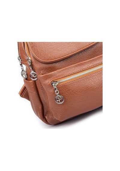 Nas Bag Kadın Sırt Çantası Çift Gözlü Spor Çanta 23x26x14 Cm Taba Victoria