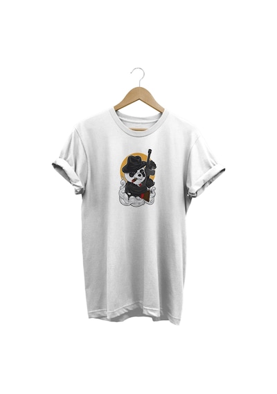 Mafya Panda Baskılı Beyaz T-shirt Beyaz