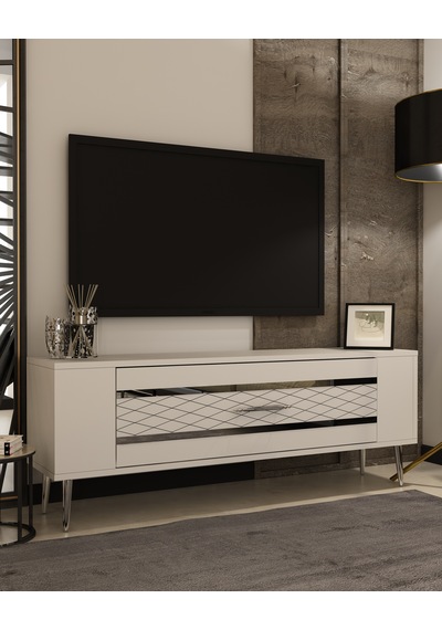 Retrolp2ct Tv Sehpası Beyaz-gümüş