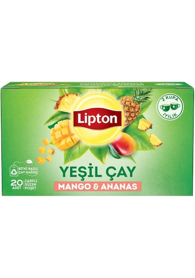 Lipton Mango Ve Ananaslı Tropikal Bardak Poşet Yeşil Çay 20'li Paket