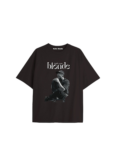 Kalic Studio Unisex Erkek Kadın Blond Frank Ocean Siyah T-shırt Franksiyah3