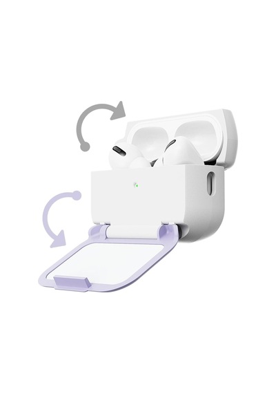 Apple Uyumlu Airpods Pro/pro 2.nesil Kılıf Stand Özellikli Aynalı Kapak Siyah
