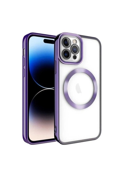 Apple Uyumlu iPhone 14 Pro Kılıf M-safe Wireless Şarj Özellikli Zore Setro Silikon Derin Mor