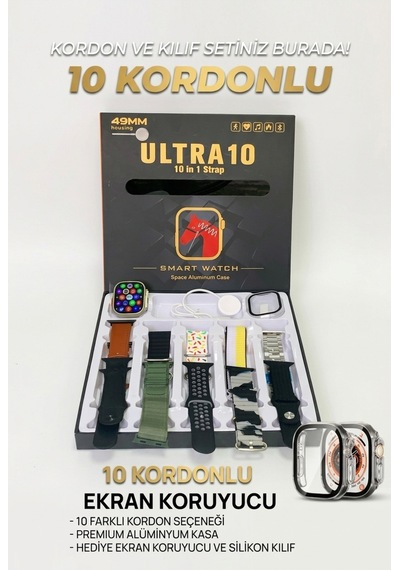 Smart Watch 8 Ultra 7 İn 1 Akıllı Saat 7 Kordonlu Takvim Spor Whatsapp Menülü Siyah - 554203736
