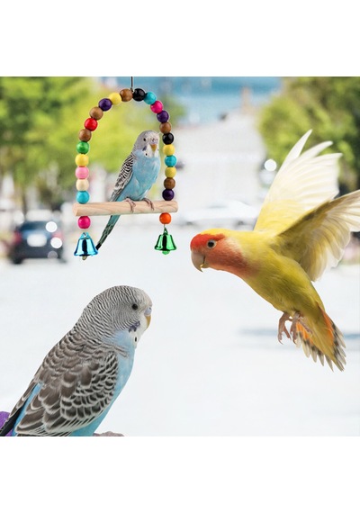 Geeksen 6 Adet Kuş Papağan Oyuncakları, Kuş Salıncak Oyuncağı Renkli Çiğneme Asılı Hamak Salıncak Basit Çan Küçük İp Kuş Oyuncakları Papağanlar, Conure İçin
