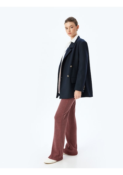 Koton Standart Bel Dokulu Bol Paça Pantolon Bordo 5wak40104ek Bordo