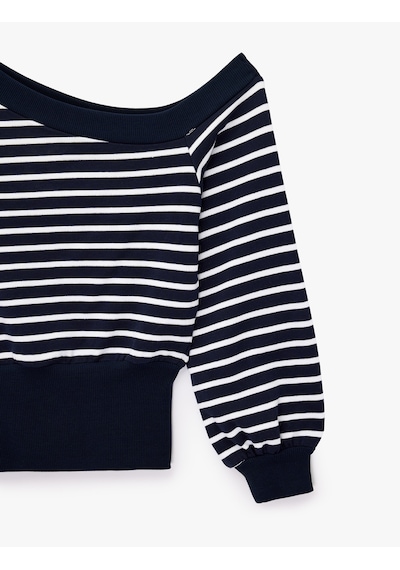 Koton Rahat Kalıp Kayık Yaka Uzun Kollu Çizgili Crop Sweatshirt Lacivert Çizgili 7wal10259ık Koton Rahat Kalıp Kayık Yaka Uzun Kollu Çizgili Crop Sweatshirt Lacivert Çizgili 7wal10259ık