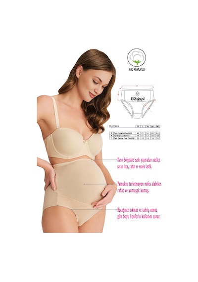 Özkan Underwear Özkan 23582 Kadın Pamuklu Likralı Yumuşak Esnek Süprem Hamile Lohusa Yüksek Bel Bato Külot Ten