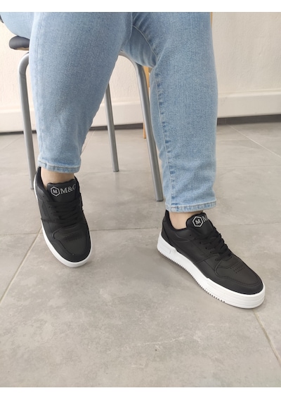 Tarzbu Unisex Ayakkabı Siyah Beyaz Taban Spor Ayakkabı Sneaker Mg03 Siyah