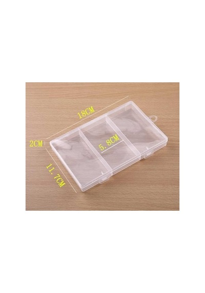 3 Bölmeli Şeffaf Plastik Organizer Kutu 17.5x11x2cm Elektronik Komponent Vida Kondansatör Direnç Sak