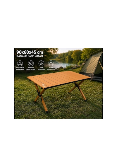 90x60x45 Cm Katlanır Kamp Ve Piknik Masası Hafif, Dayanıklı Ve Taşınabilir Ahşap