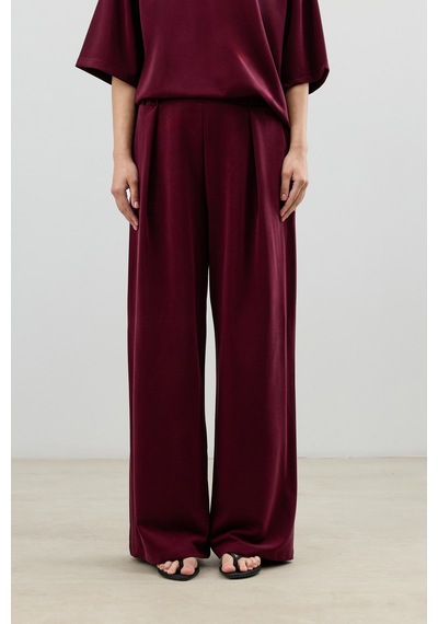 Antioch Modal Karışımlı T-shirt Pantolon Kadın Takım Bordo