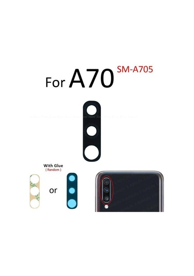 Tkgz Samsung Uyumlu Galaxy A70 Arka Kamera Camı Lens Yapışkanlı