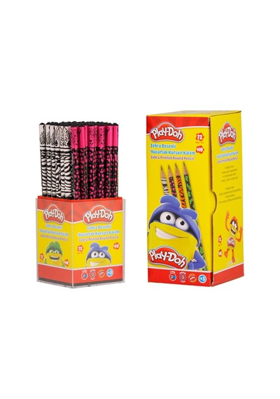 Play-doh Kurşun Kalem Zebra Desenli Yuvarlak 72 Li Stand Play-kk010 Çok Renkli