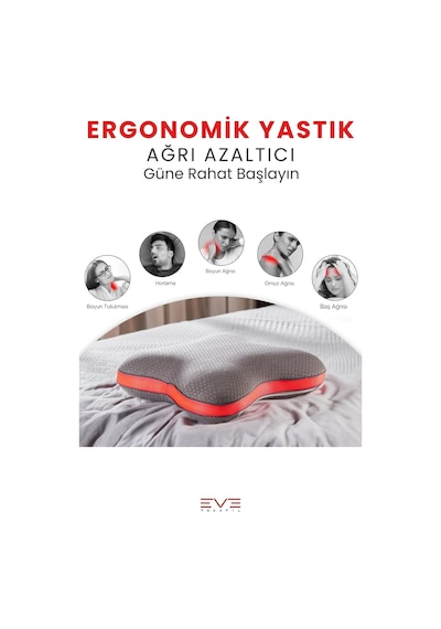 Visco Ergonomik Horlama Önleyici Yüksek Kaliteli Elastik Karbon Yıldız Desenli Yastık