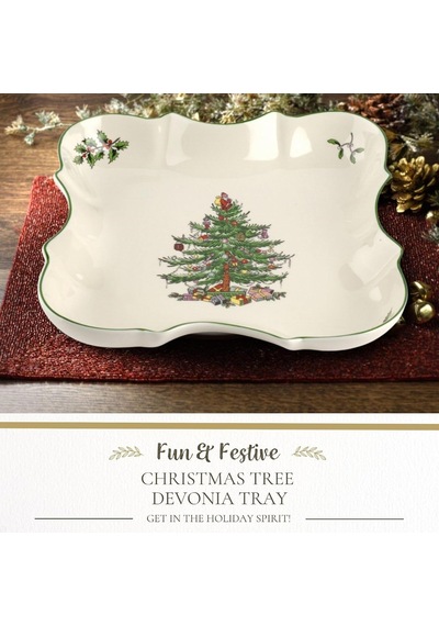Spode Christmas Tree Devonia Tray 20cm / 8in - Kare Servis Ve Sunum Tabağı