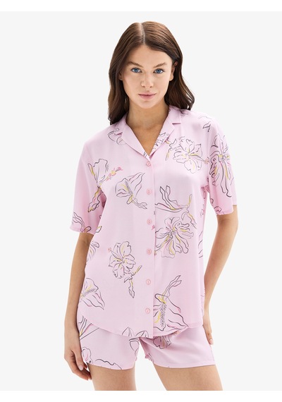 Kadın Pijama Üstü 52022 - Desenli Çok Renkli