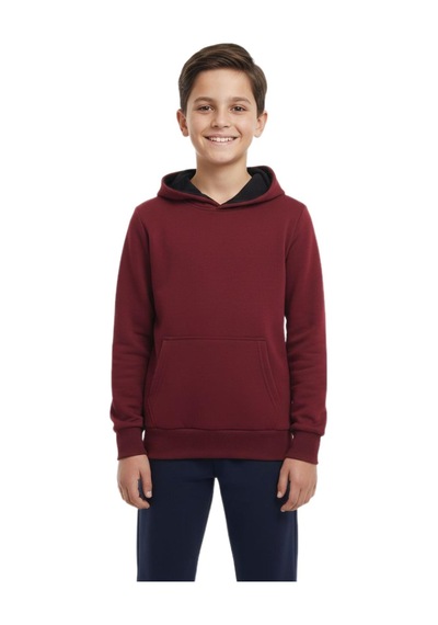 Çocuk Bordo Kapüşonlu Cepli 3 İplik Kız Erkek Sweatshirt Bgl-st05004 Bordo