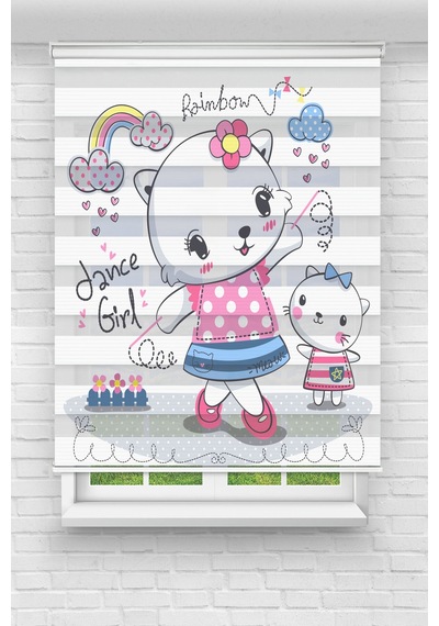 Perdecizade Enxboy Dance Girl Dijital Baskılı Zebra Perde-cocuk Odası-stor Perde Renkli