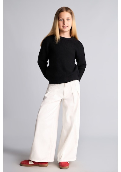 Defacto Wıde Leg Cepli Gabardin Geniş Paça Pantolon Kız Çocuk I2678a826auer105 Ekru-er105