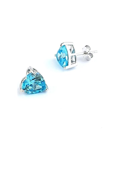 Sky Diamond Blue Aquamarin 925 Ayar Gümüş Kalp Küpe Gümüş