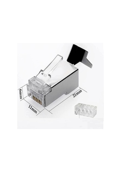SpeedUF Cat7 Metal Konnektör Rj45 CAT7 Jack + Kablo Ayraç  1 Adet