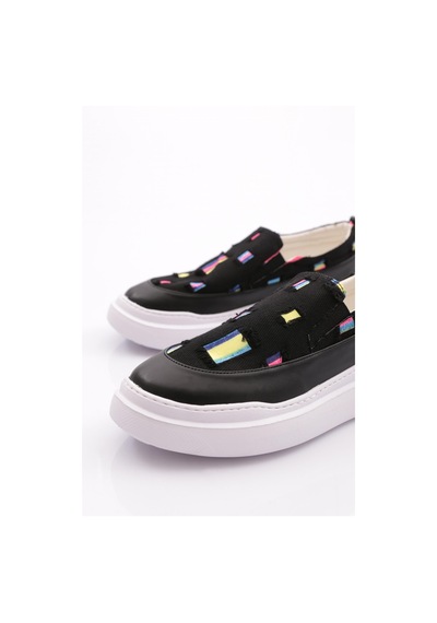 Dgn 057 Kadın Lastikli Sneaker Ayakkabi Siyah Kot