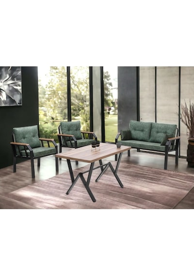 Tu Tienda Nergiz 2 1 1 Masa Bahçe Balkon Mutfak Mobilyası,keten Yeşil Yeşil