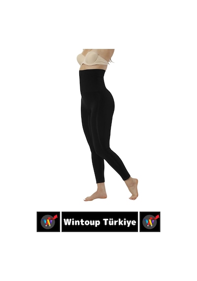 Wintoup Doğal Görünüm Çift Kat Bel Vücut Toparlayıcı Lazer Kesim Yüksek Bel Korse Tayt Çok Renkli