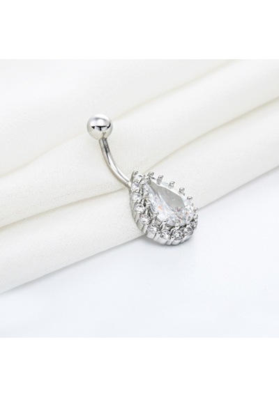 Chavin Beyaz Damla Taşlı Çelik Göbek Piercing Dt59By Beyaz